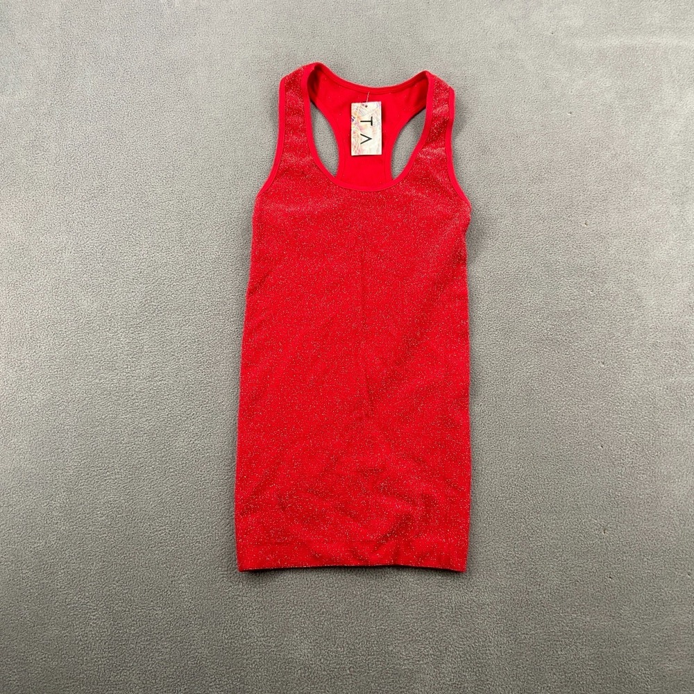 Tracy Anderson Tank Top Womens OS Red Glitter Racerback Wide Strap‎ Athletic
